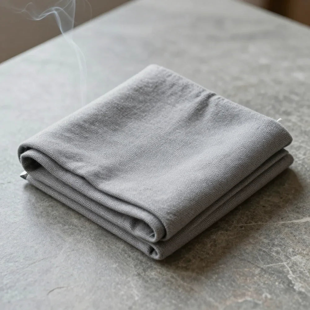 Meditation Cloth by ALPORA, a finely woven yak wool cloth for personal meditation practice, folding into a compact square, ritual textile for daily use