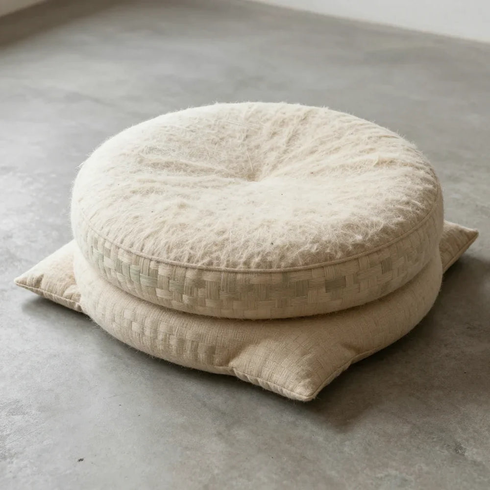 Temple Zafu System by ALPORA, a temple-grade meditation cushion system鈥攝afu and zabuton鈥攈andwoven in yak wool with traditional monastery craftsmanship